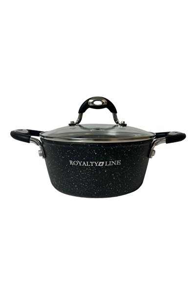 dealshopromania Royalty Line Marble Coating Saucepan with Lid 2.1 L Black