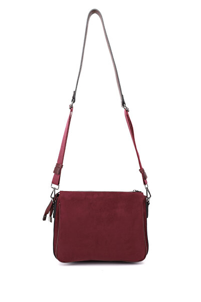 GÖNDERİ(R) Women's Burgundy Suede Long Strap Shoulder Bag