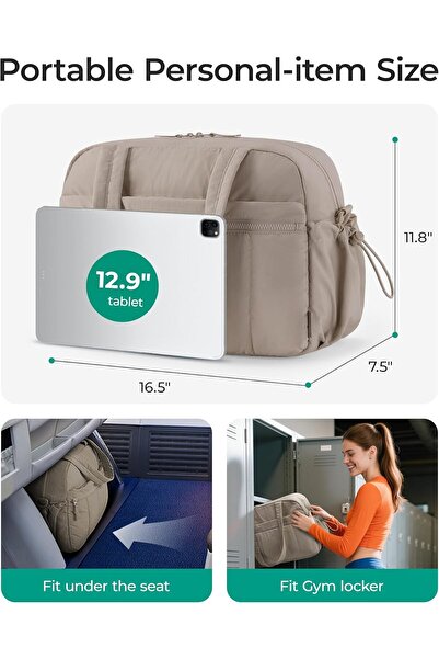 BAGSMART Gym Bag for Women – 24L Water-Resistant Medium Weekender Duffel (Medium-Camel)