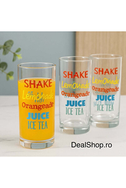 dealshopromania Set de 12 pahare de sticlă 270 ml Design colorat ideal pentru evenimente