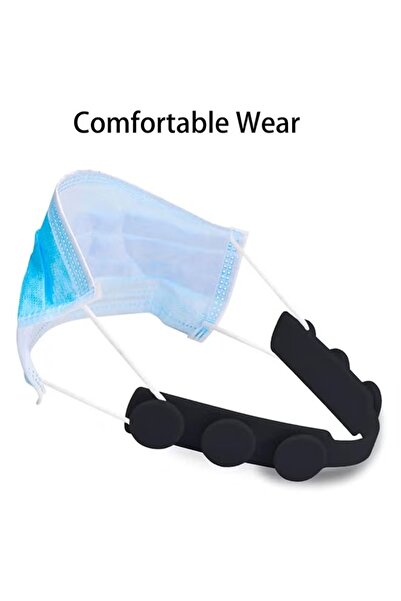 Generic 10-piece set of adjustable, anti-slip ear hooks for mask straps, black color