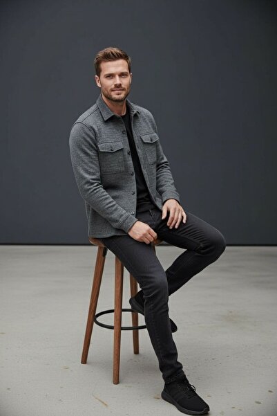 Sarar Інтерв'ю з кнопками, подвійними кишенями, тонким плетінням, чорний - антрацитовий трикотажний кардиган