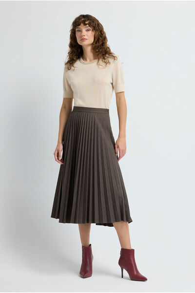 adL Piliseli Gabardin Etek