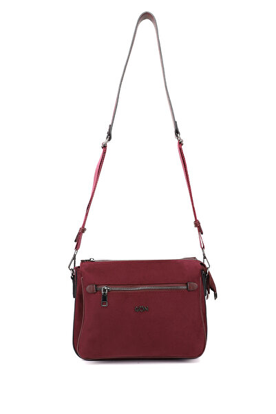 GÖNDERİ(R) Women's Burgundy Suede Long Strap Shoulder Bag