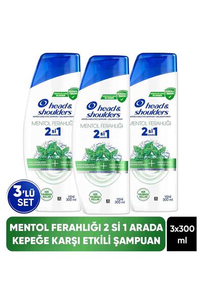 Head&Shoulders Mentol Ferahlığı Kepek Karşıtı Şampuan 300ml x 3 Adet