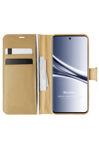 Microsonic Xiaomi Redmi Note 15 Case Delux Leather Wallet Gold