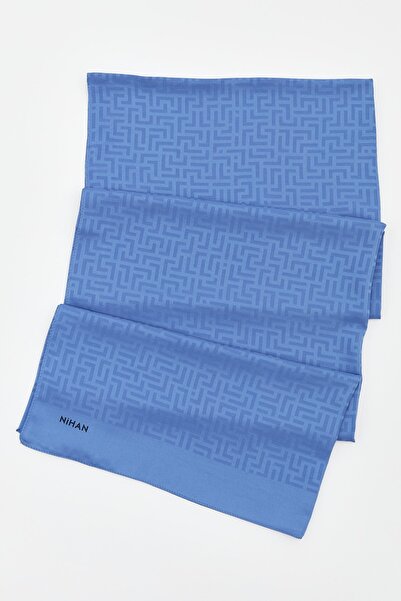 Nihan Monogram Desen Şal İndigo