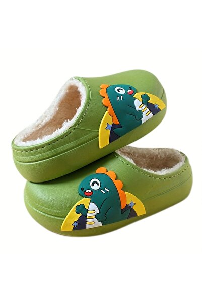 AyShop Χαριτωμένες παντόφλες με φιγούρες δεινοσαύρων που κρατούν ζεστό με επένδυση από γούνα για παιδιά