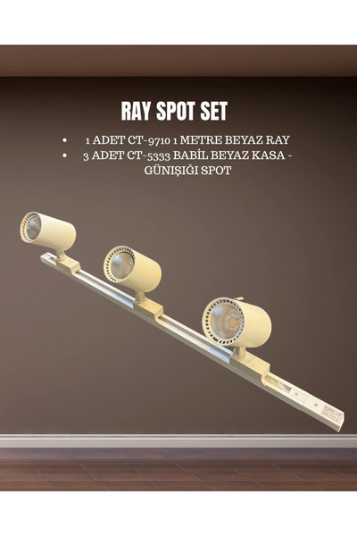 Cata Babil Ray Spot Set | 3 Adet CT-5333 Beyaz Kasa Günışığı Spot + 1 adet CT...