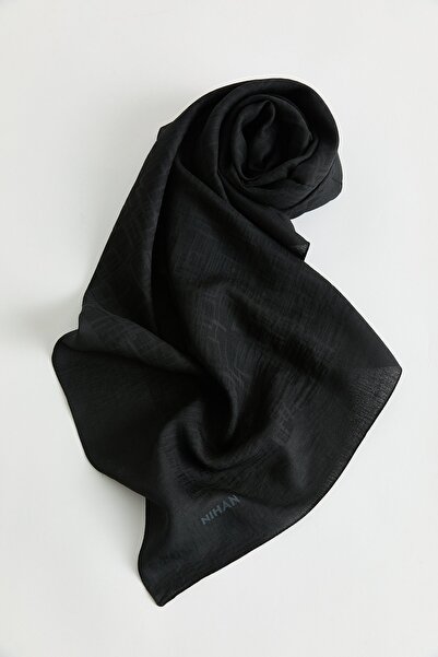 Nihan Geometrik Desen Jakar Eşarp Siyah