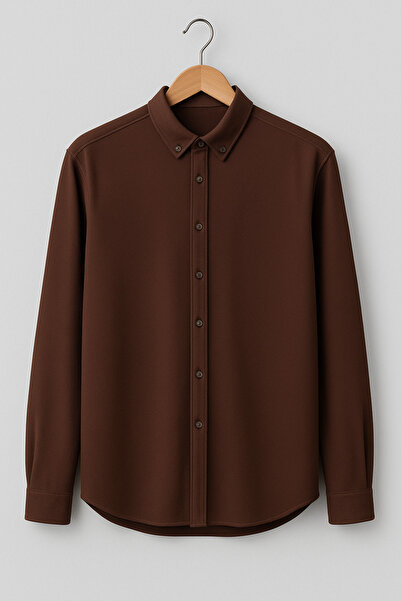 mavisima erkek giyimi Чоловіча сорочка Slim Fit з кавовим принтом – Новий сезон