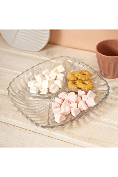 dealshopromania Platou din sticlă durabil, compartimentat, pentru gustări și ...