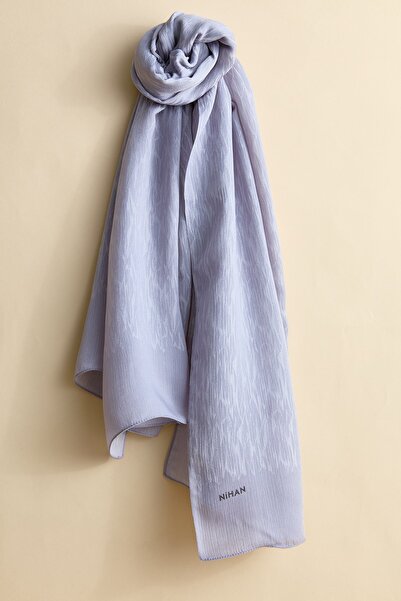 Nihan Jakar Desenli Şal Gümüş - 79608