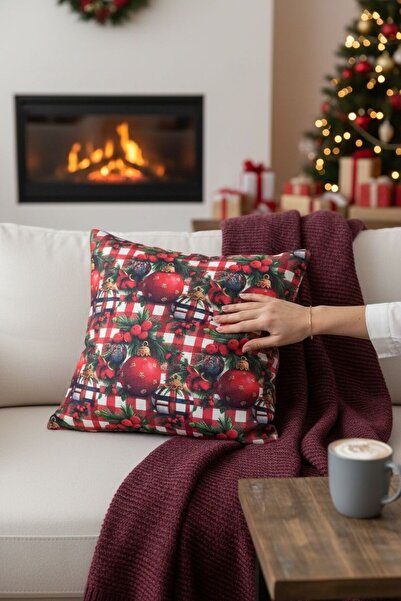 ANJEAHOME Sydney Christmas Patterned Throw Pillow Cover | 45X45 cm | Digital Printed | Stylish Design – Washable Fabric