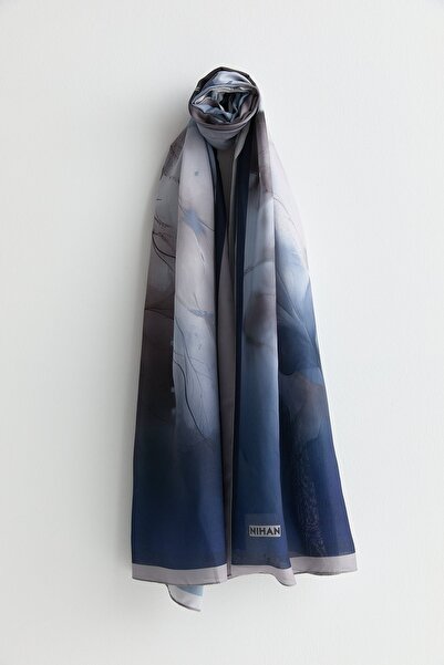 Nihan Floş Natural Fly Şal Koyu Lacivert