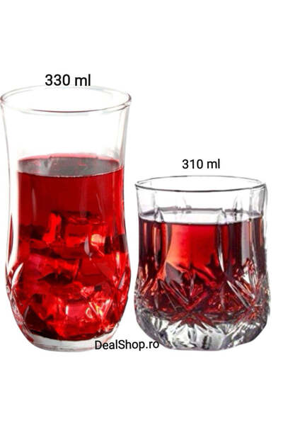 dealshopromania Set de 12 pahare River din sticlă 310 ml și 330 ml pentru eve...