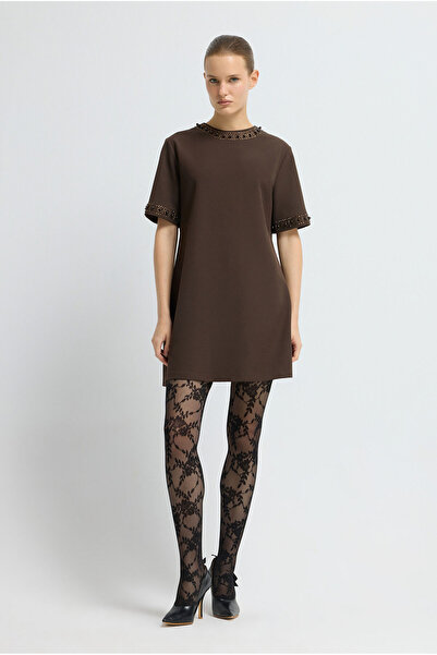 adL İşlemeli Mini Elbise