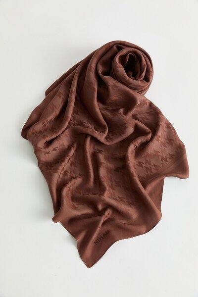 Nihan Desenli Lyocell Eşarp Kahve