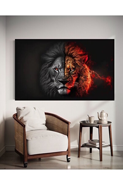 özkacar LION HORIZONTAL V3 Tablou pe pânză pentru decorarea casei, salonului,...
