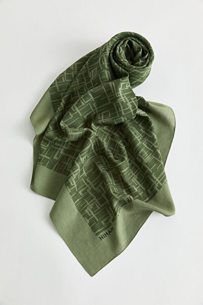 Nihan Geometrik Desen Jakar Eşarp Yeşil