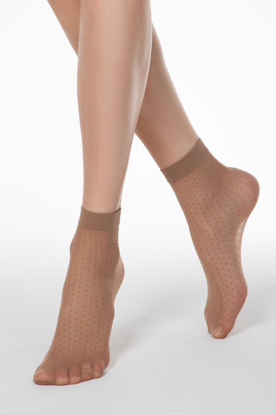 Conte Elegant Șosete subțiri din poliamidă cu model cu buline, Fantasy 16127 - Bronz, 36-39 (23-25)