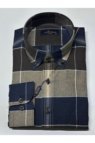 Daniel Bessi Long Sleeve Regular Fit Pocket Checkered Classic Men's Shirt Gml-460