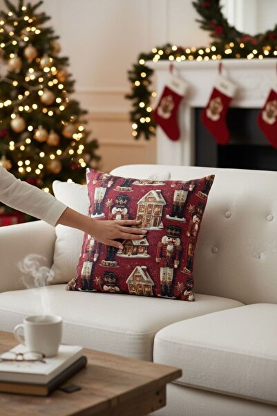 ANJEAHOME Sydney Christmas Patterned Throw Pillow Cover | 45X45 cm | Digital Printed | Stylish Design – Washable Fabric