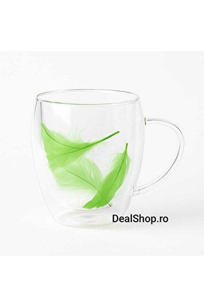 dealshopromania Set de 12 căni de sticlă cu perete dublu, design elegant cu p...