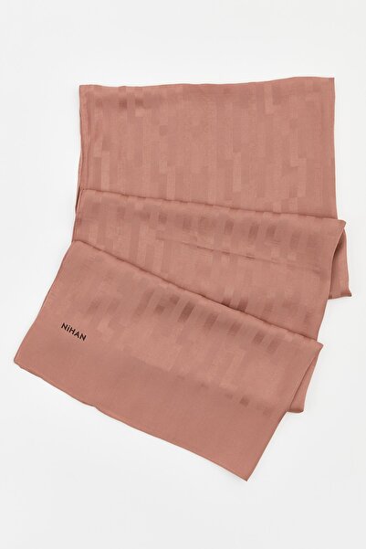 Nihan Çizgi Desenli Jakar Şal Kahve