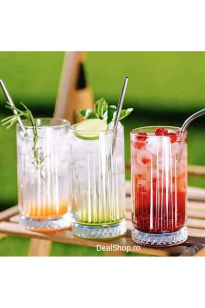 dealshopromania Set de 6 pahare de sticlă 300 ml MANSOURA LINES, cadoul perfect pentru evenimente pe terasă