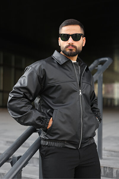 LUMAST Jachetă unisex din piele cu guler supradimensionat Vinatage