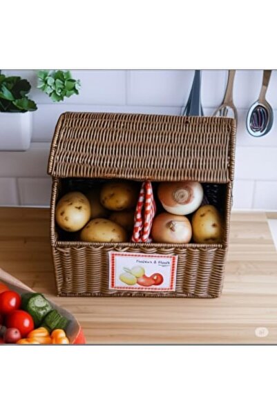 STOREMAX Kosova Wicker Serisi Hasır Örme İki Bölmeli Patates/Soğan Sepeti 503837