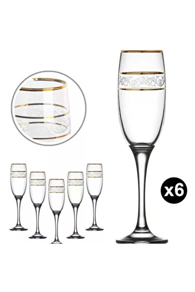 dealshopromania Set de 6 pahare de șampanie aurii Lav Adora Gold Eleganță și ...