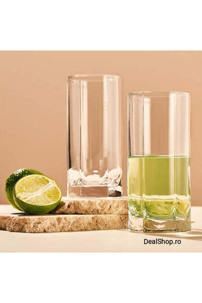 dealshopromania Set de 6 pahare de sticlă pentru apă, suc, bere și vin 440 ml...