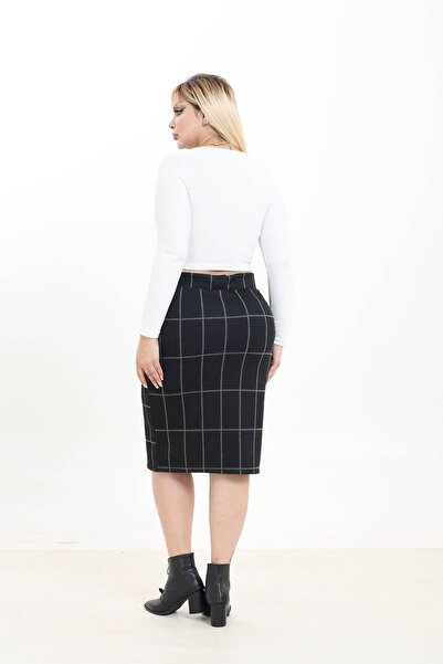 modayız Flexible Waist Elastic Plus Size Skirt 44E-2749