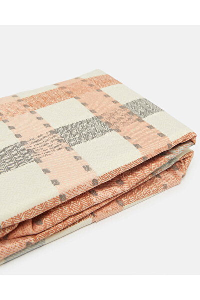 REDTAG Beige 3 Piece Checkered Flat Sheet (King Size)