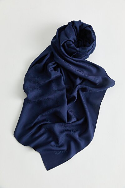 Nihan Desenli Lyocell Eşarp Lacivert