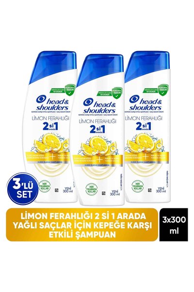Head & Shoulders Limon Ferahlığı Kepek Karşıtı yağlı saçlar için Günlük Kullanım 330ML Şampuan x 3 Adet