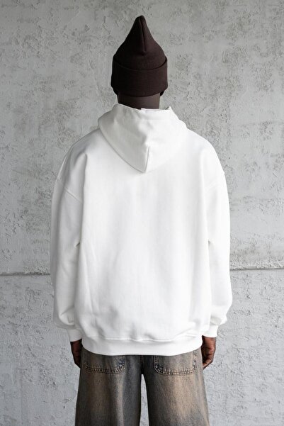 Machinist Ανδρικό φούτερ με κεντημένο φερμουάρ με κουκούλα εκρού