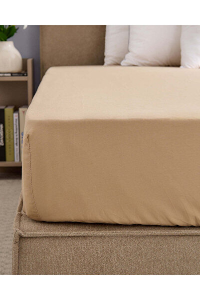REDTAG Beige Cotton Fitted Sheet (Super King Size)