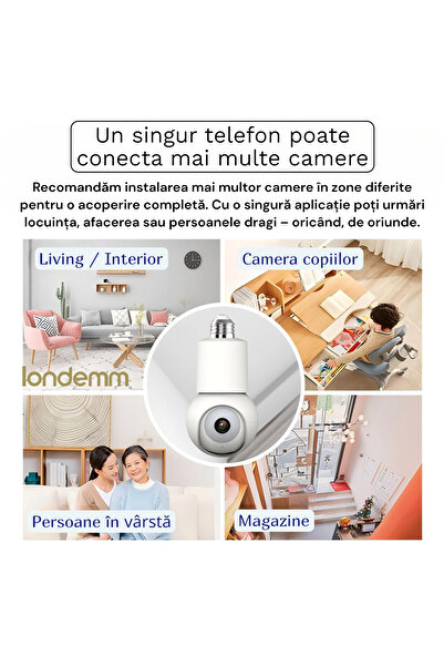LONDEMM LONDEMM Bulb Type 2K Video Surveillance Camera, Tuya Smart / Smart Life Compatible, 4MP 2560*1440