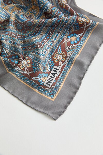 Nihan Desenli Soft Eşarp Antrasit