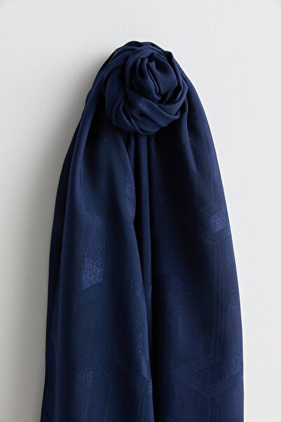 Nihan Desenli Pamuk Naia Lyocell Şal Lacivert