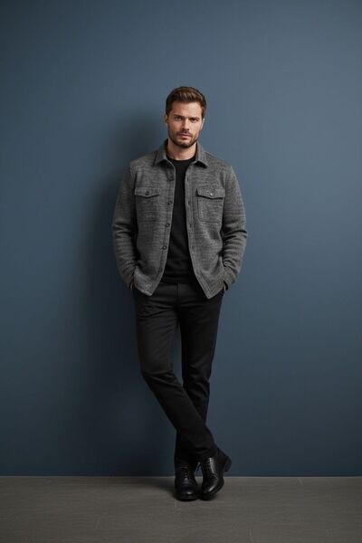 Sarar Інтерв'ю з кнопками, подвійними кишенями, тонким плетінням, чорний - антрацитовий трикотажний кардиган