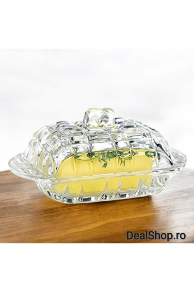 dealshopromania Recipient transparent din sticlă cu capac 17 x 9 cm