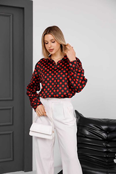 Milamia Γυναικείο πουκάμισο σατέν με ψηφιακή εκτύπωση