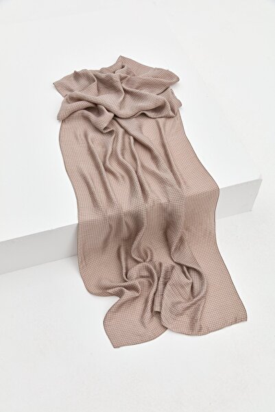 Nihan Tuğba Kazayağı Desen Şal Vizon