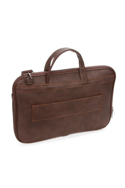Newish Polo Men's Brown Faux Leather Leather Briefcase and Laptop Bag