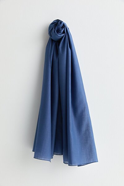 Nihan Keten Efektli Natural Şal İndigo