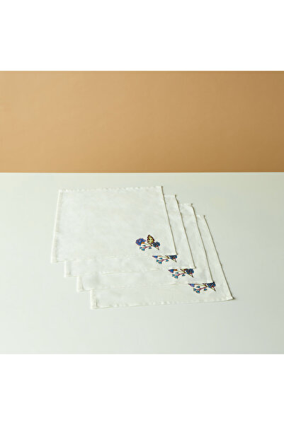 Lifestyle مجموعة مناديل قطنية بنقشة زهرة الصيف، مكونة من 4 قطع - 42×42 سم